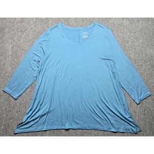 Chicos The Ultimate Tee Womens 3 Light Blue V Neck Long Sleeve Pullover